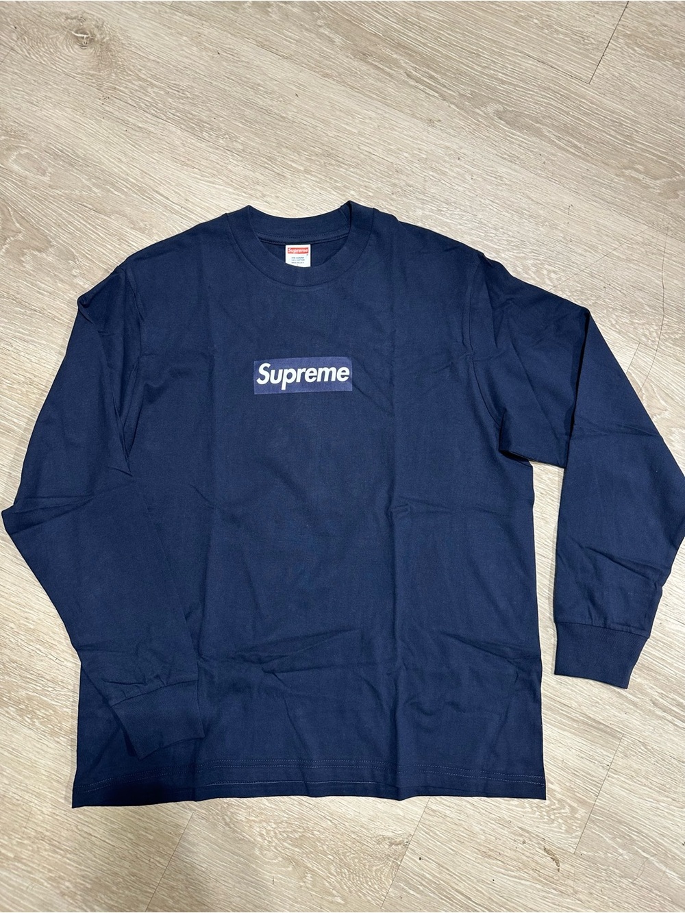 Supreme Navy Long Sleeve Box Logo Tee FW20